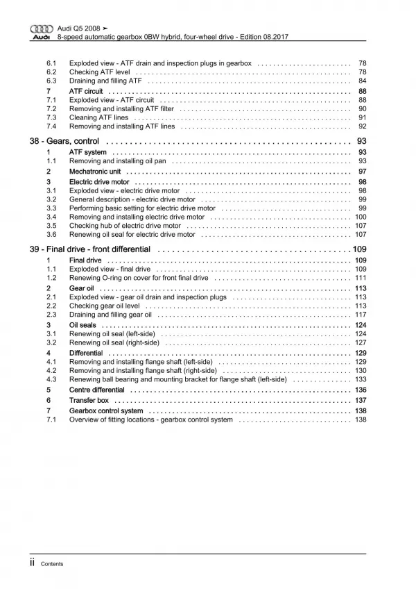 Audi Q5 8R 2008-2017 8 speed automatic gearbox 0BW repair workshop manual eBook