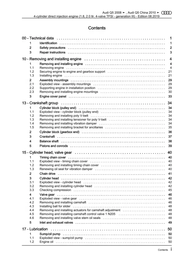 Audi Q5 type 8R 2008-2017 4-cyl. petrol engines 180-230 hp repair manual eBook