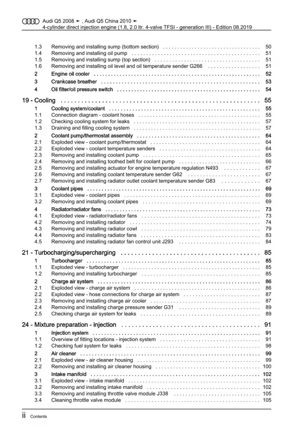 Audi Q5 type 8R 2008-2017 4-cyl. petrol engines 180-230 hp repair manual eBook