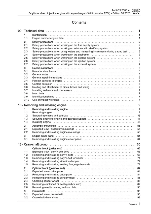 Audi Q5 type 8R 2008-2017 6-cyl. petrol engines 272-354 hp repair manual eBook