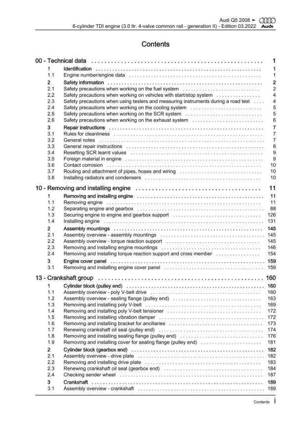 Audi Q5 8R 2008-2017 6-cyl. 3.0l diesel engines 239-340 hp repair manual eBook