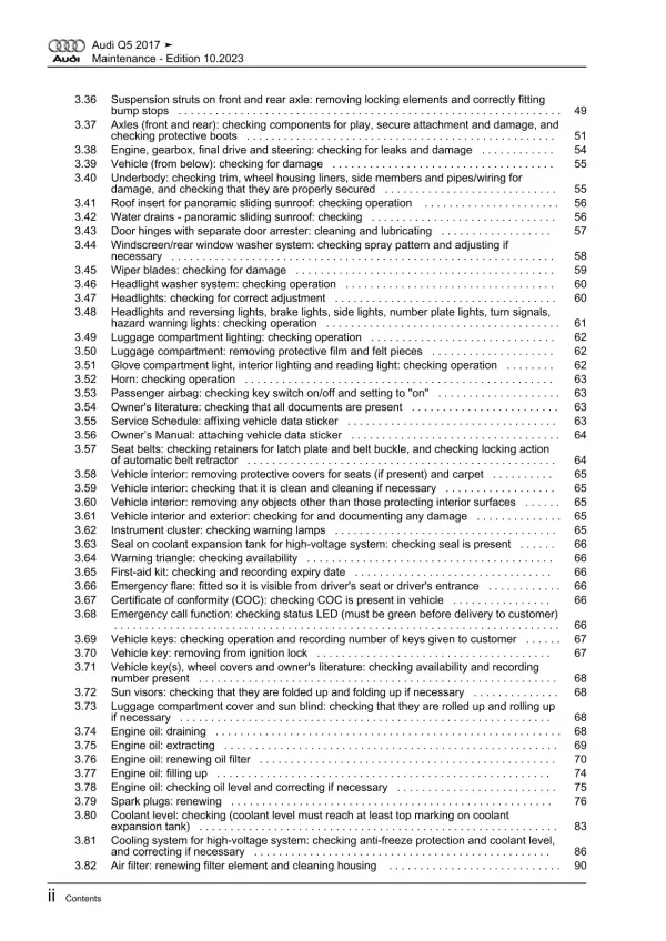 Audi Q5 type FY 2016-2020 maintenance repair workshop manual eBook pdf