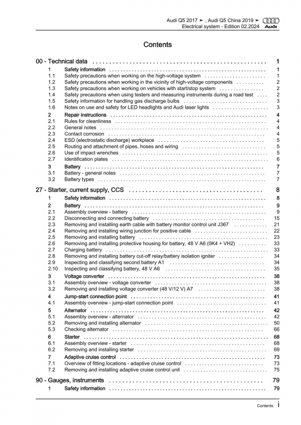 Audi Q5 type FY 2016-2020 electrical system repair workshop manual eBook