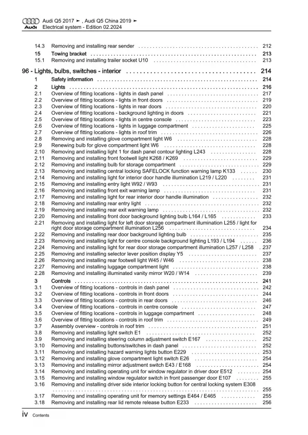 Audi Q5 type FY 2016-2020 electrical system repair workshop manual eBook