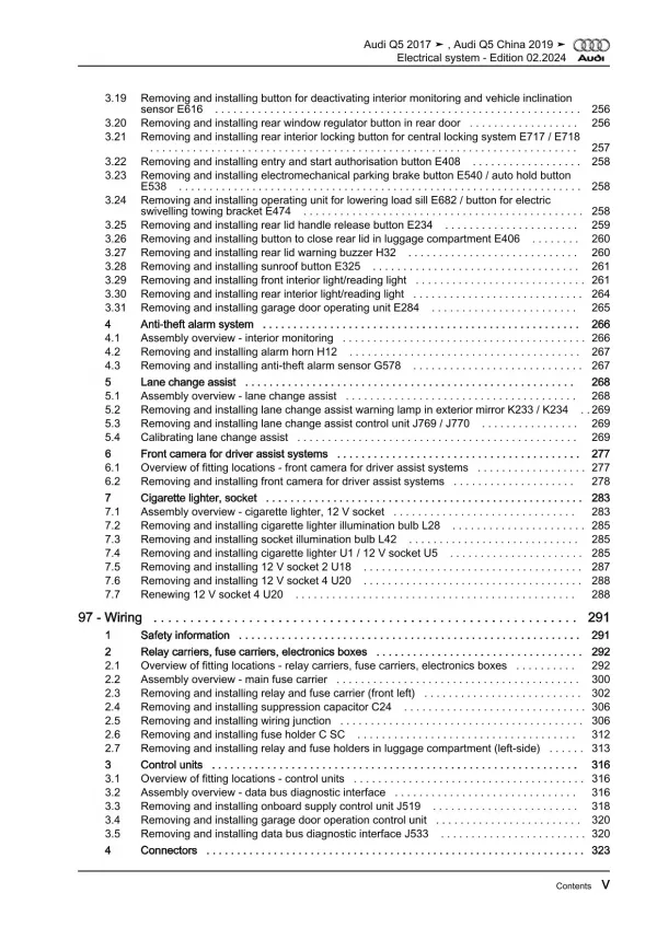 Audi Q5 type FY 2016-2020 electrical system repair workshop manual eBook