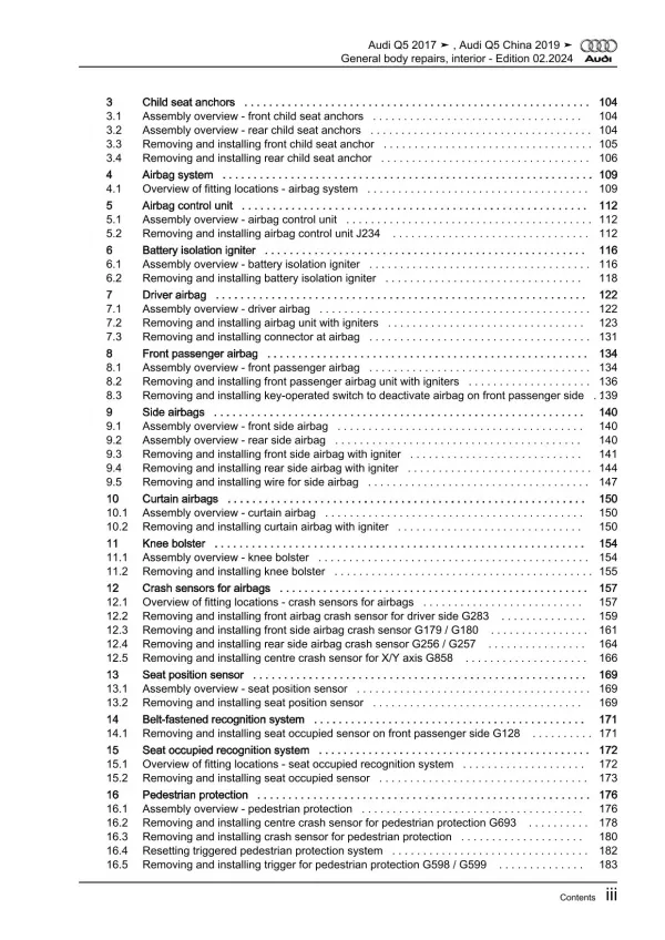 Audi Q5 FY 2016-2020 general body repairs interior guide workshop manual eBook