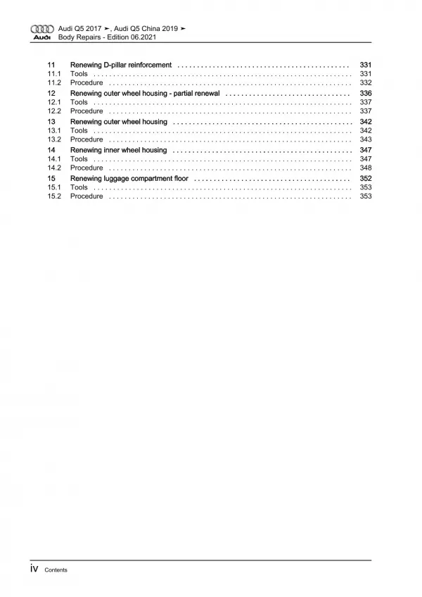 Audi Q5 type FY 2016-2020 body repairs workshop manual eBook pdf