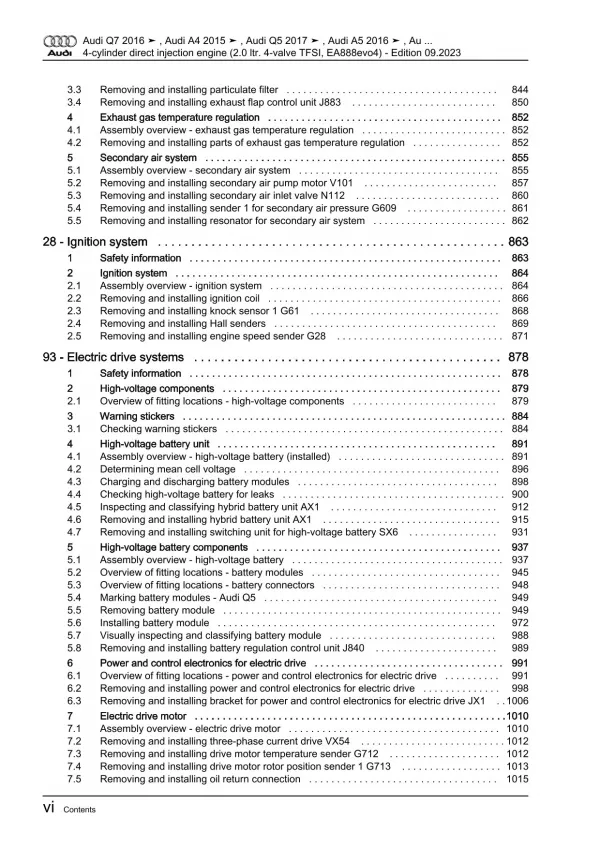 Audi Q5 type FY 2016-2020 4-cyl. petrol engines 204-367 hp repair manual eBook