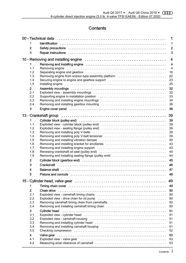 Audi Q5 type FY 2016-2020 4-cyl. petrol engines 3.0l 354 hp repair manual eBook