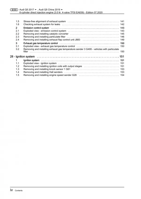 Audi Q5 type FY 2016-2020 4-cyl. petrol engines 3.0l 354 hp repair manual eBook