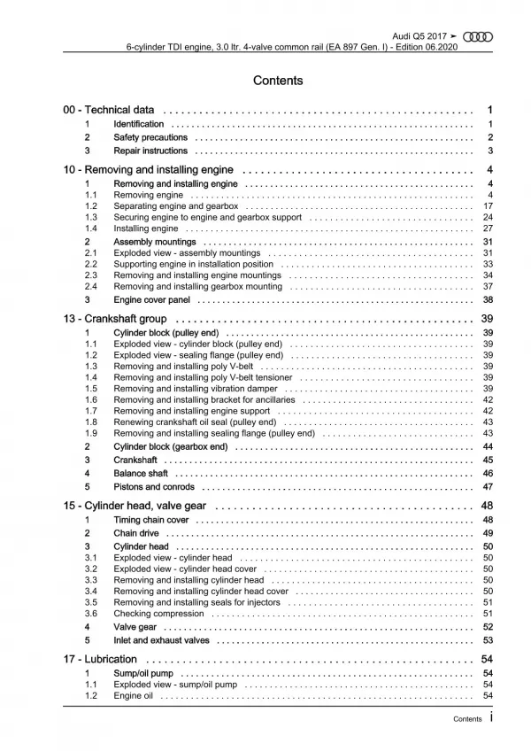 Audi Q5 type FY 2016-2020 4-cyl. diesel engines 3.0l 249 hp repair manual eBook