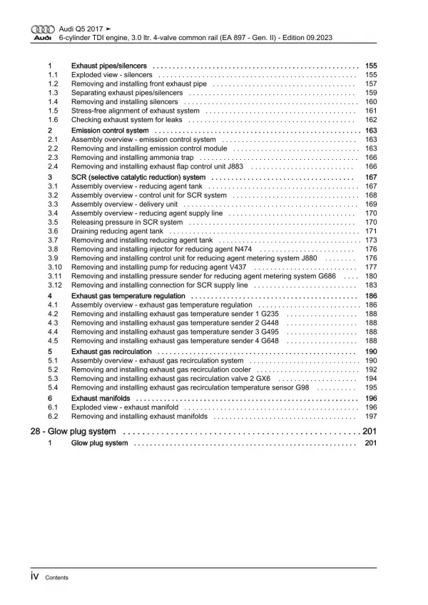 Audi Q5 type FY 2016-2020 6-cyl. diesel engines 231-286 hp repair manual eBook