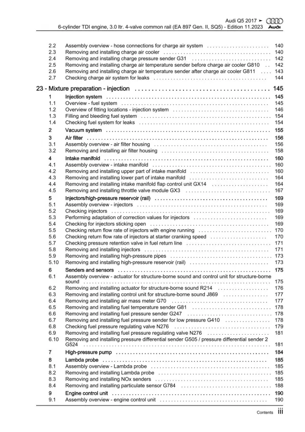 Audi Q5 SQ5 type FY 2016-2020 6-cyl. diesel engines 347 hp repair manual eBook