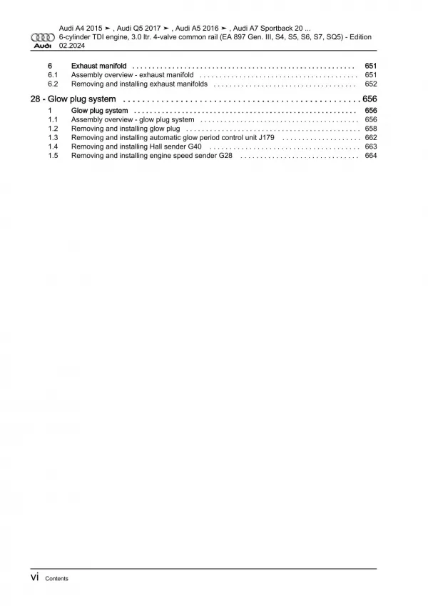 Audi Q5 SQ5 FY 2016-2020 6-cyl. diesel engines 341-344 hp repair manual eBook