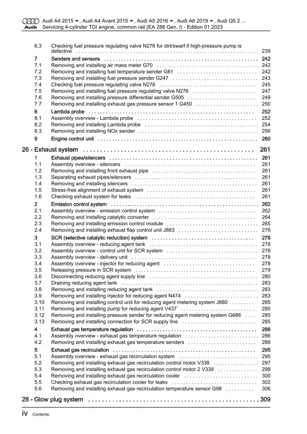 Audi Q5 FY 2016-2020 servicing diesel engines 122-190 hp repair manual eBook