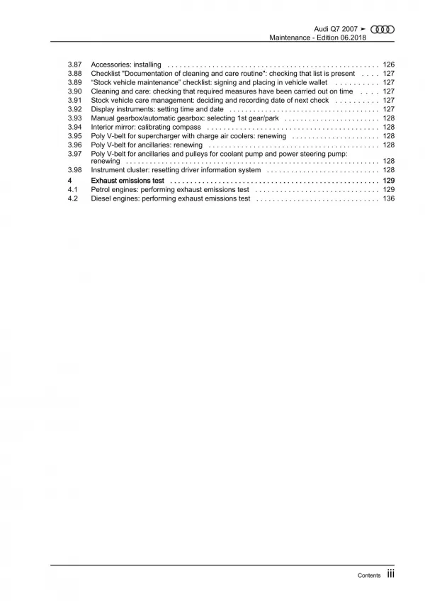 Audi Q7 type 4L 2005-2015 maintenance repair workshop manual eBook pdf