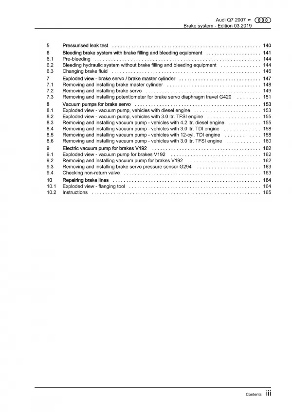 Audi Q7 type 4L 2005-2015 brake systems repair workshop manual eBook pdf