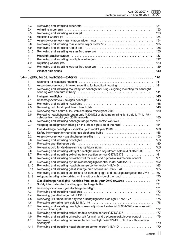 Audi Q7 type 4L 2005-2015 electrical system repair workshop manual eBook pdf