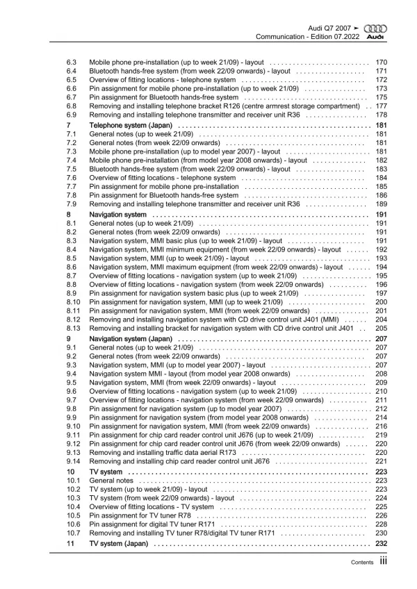 Audi Q7 4L 2005-2015 communication radio navigation repair workshop manual eBook