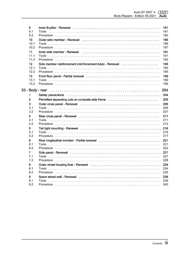 Audi Q7 type 4L 2005-2015 body repairs workshop manual eBook pdf