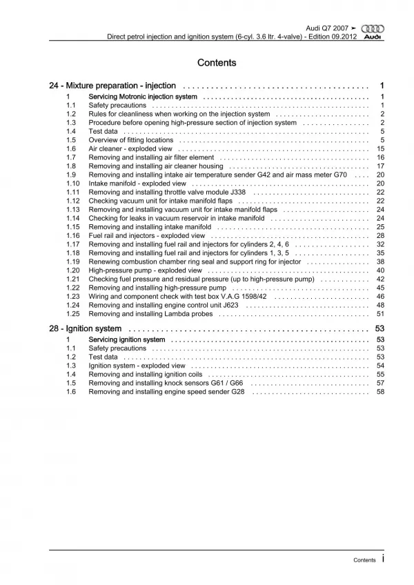 Audi Q7 4L 2005-2015 direct injection ignition system 280 hp repair manual eBook