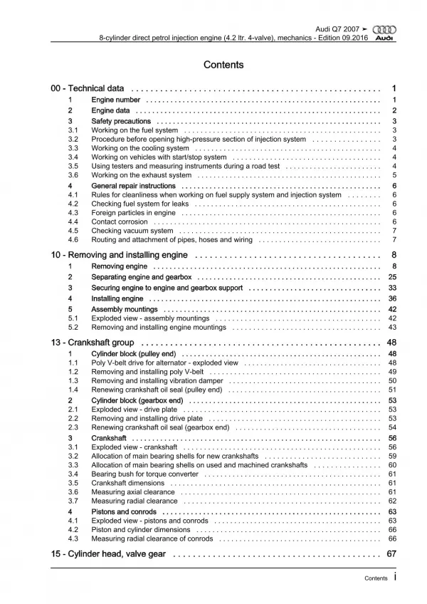 Audi Q7 4L 2005-2015 petrol engine mechanics 4.2l 349 hp repair manual eBook