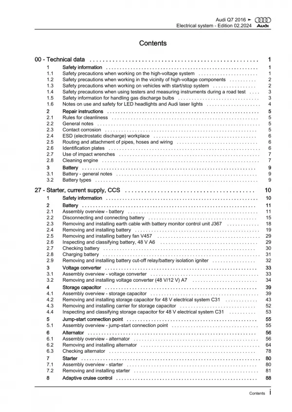 Audi Q7 type 4M from 2015 electrical system repair workshop manual eBook