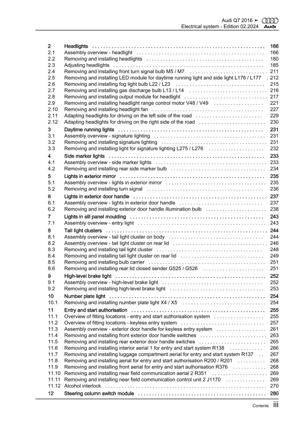 Audi Q7 type 4M from 2015 electrical system repair workshop manual eBook