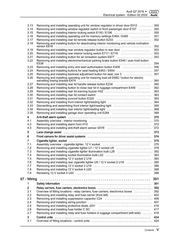 Audi Q7 type 4M from 2015 electrical system repair workshop manual eBook