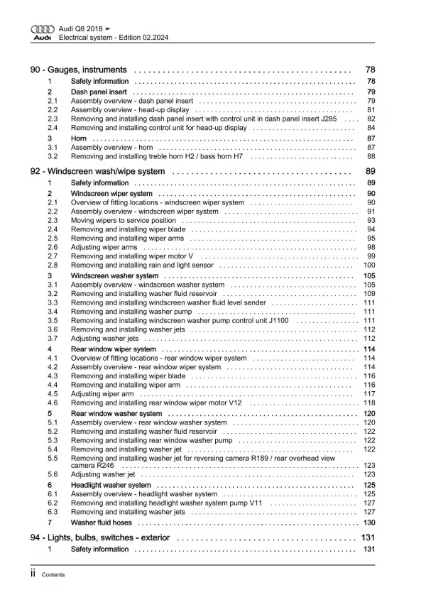 Audi Q8 type 4M from 2018 electrical system repair workshop manual eBook