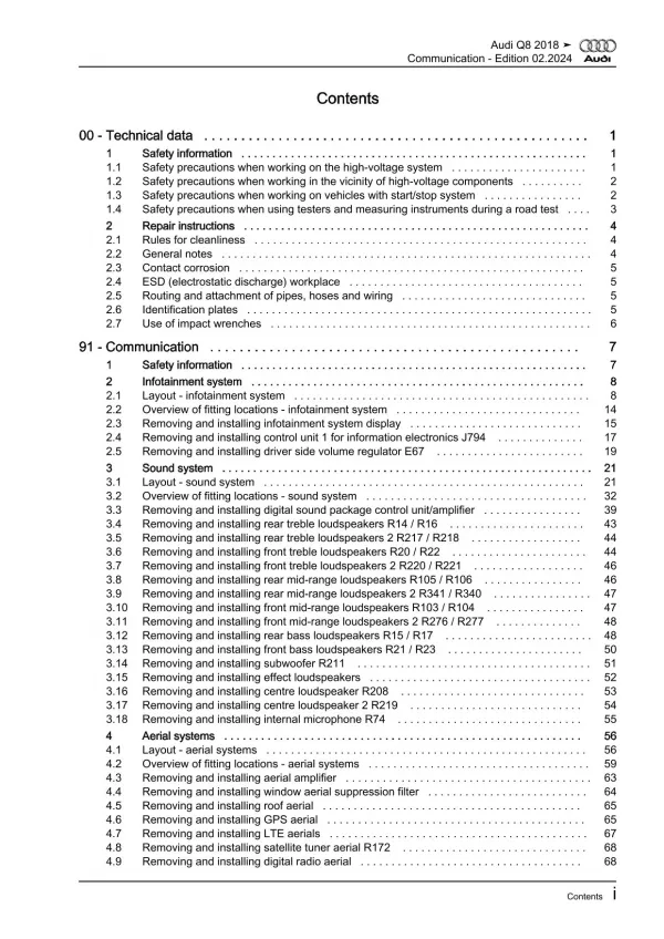 Audi Q8 4M from 2018 communication radio navigation repair workshop manual eBook