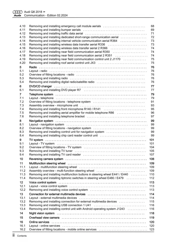 Audi Q8 4M from 2018 communication radio navigation repair workshop manual eBook