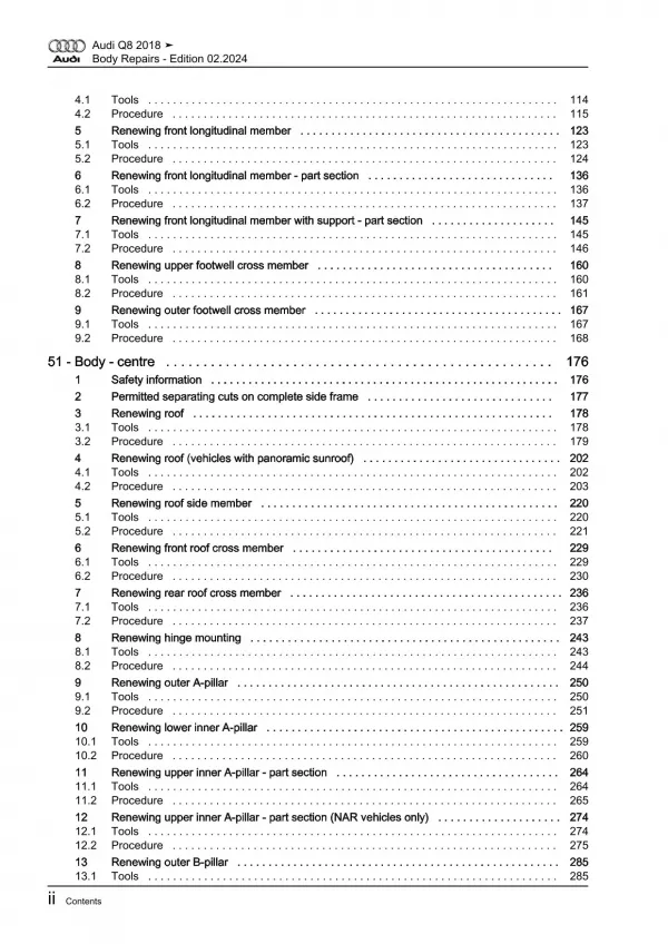 Audi Q8 type 4M from 2018 body repairs workshop manual eBook pdf