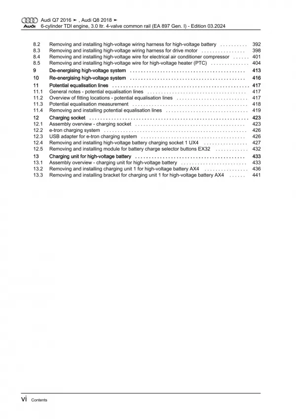 Audi Q8 type 4M from 2018 6-cyl. diesel engines 211-374 hp repair manual eBook