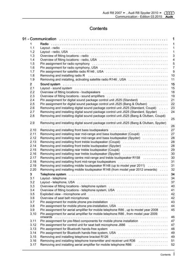 Audi R8 42 2006-2015 communication radio navigation repair workshop manual eBook