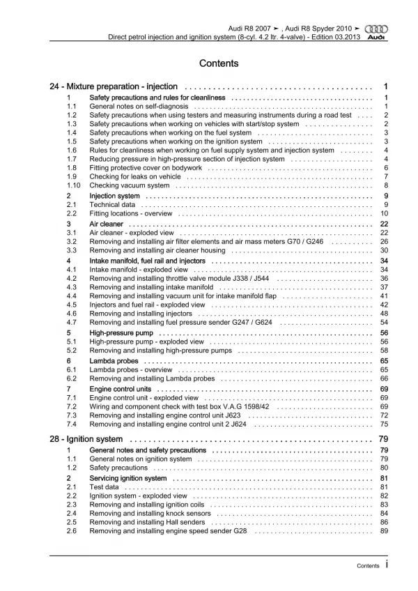 Audi R8 42 2006-2015 direct injection ignition system 4.2l repair manual eBook