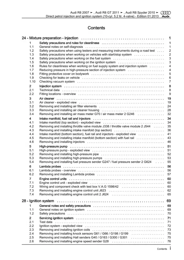 Audi R8 42 2006-2015 direct injection ignition system 5.2l repair manual eBook