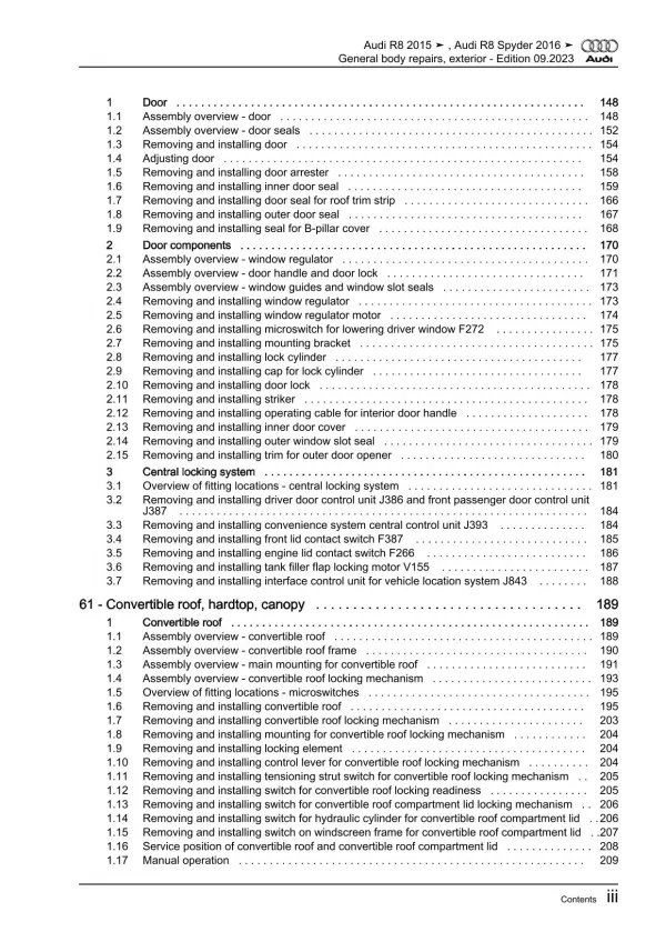 Audi R8 4S 2015-2024 general body repairs exterior guide workshop manual eBook