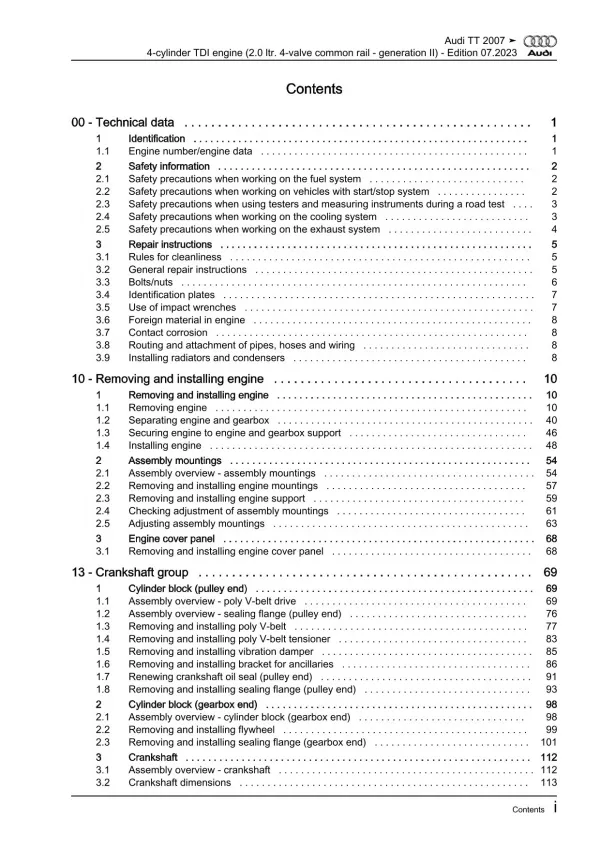 Audi TT type 8J 2006-2014 4-cyl. diesel engines 2.0l 170 hp repair manual eBook