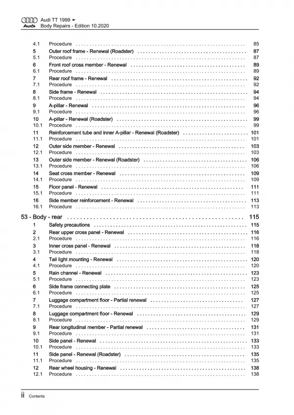 Audi TT type 8N 1998-2006 body repairs workshop manual eBook pdf