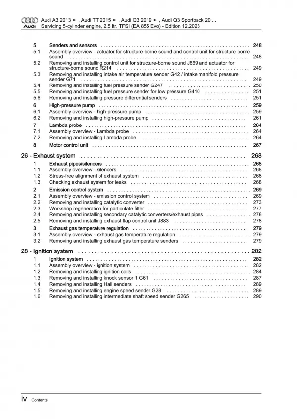 Audi TT FV 2014-2023 servicing petrol engines 400-407 hp repair manual eBook