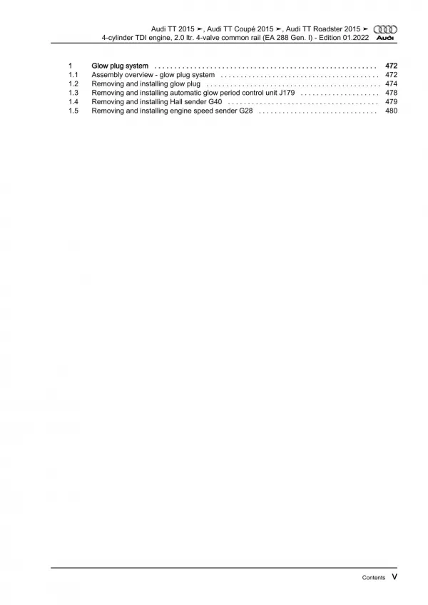 Audi TT type FV 2014-2023 4-cyl. 2.0l diesel engines 184 hp repair manual eBook