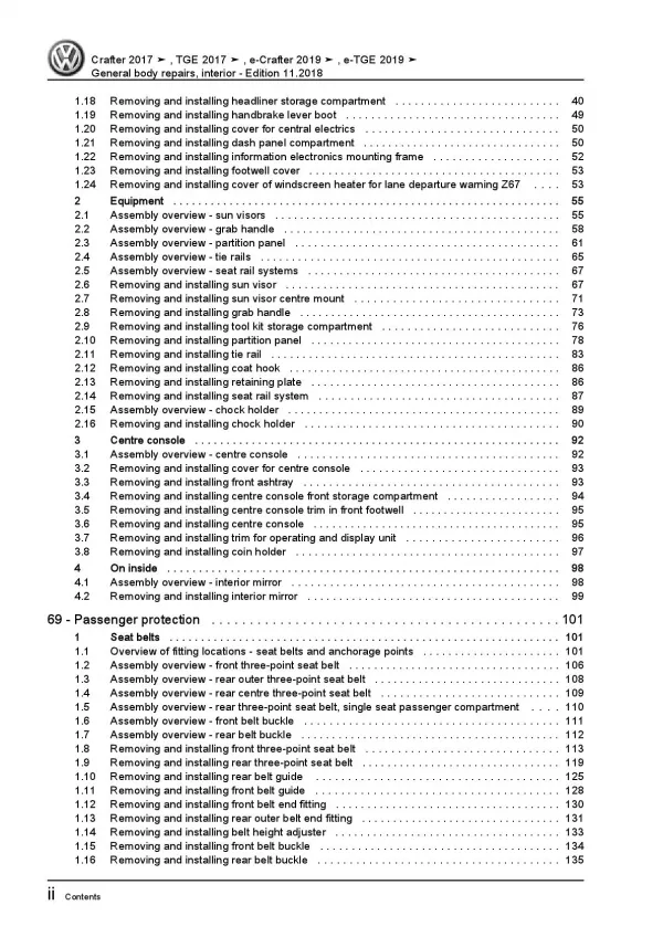 MAN eTGE UX from 2018 general body repairs interior repair workshop manual pdf