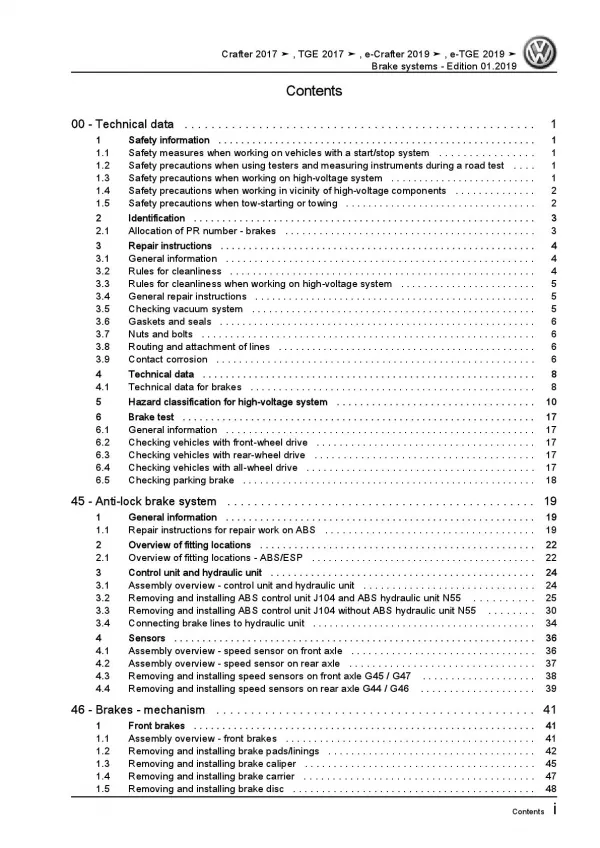 MAN TGE type UC from 2016 brake systems repair workshop manual pdf ebook