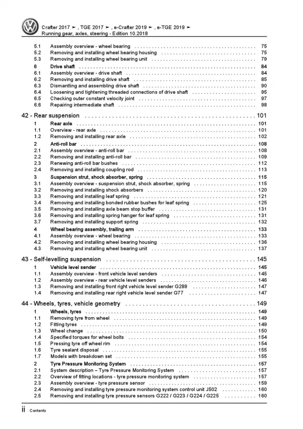 MAN TGE type UC from 2016 running gear axles steering repair workshop manual pdf