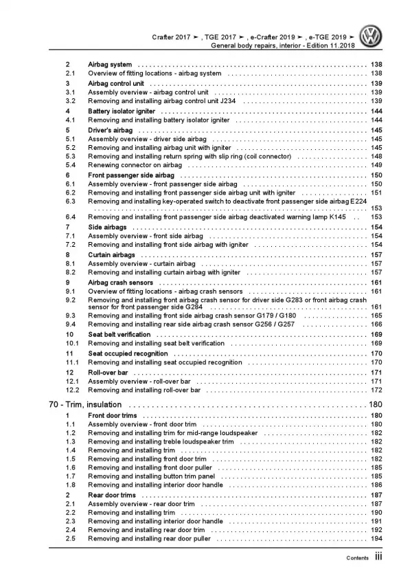 MAN TGE UC from 2016 general body repairs interior repair workshop manual pdf