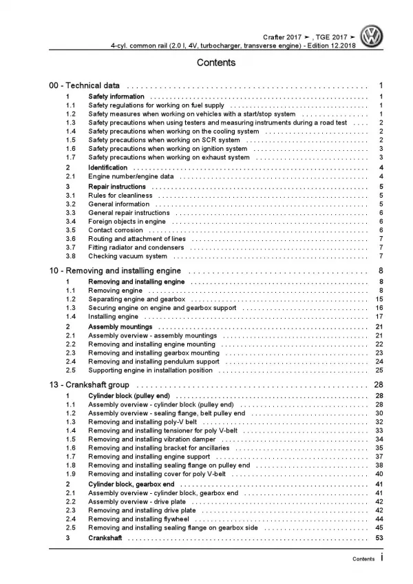 MAN TGE type UC from 2016 4-cyl. diesel engines 2.0l repair workshop manual pdf