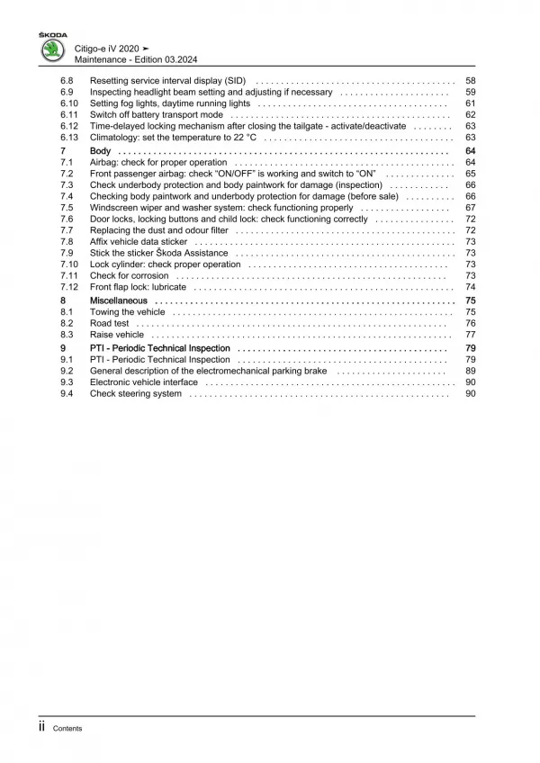 Skoda Citigo-e iV type NE 2019-2020 maintenance repair workshop manual eBook