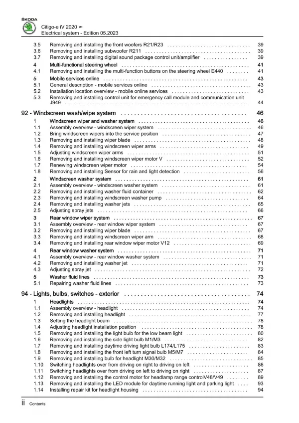 Skoda Citigo-e iV NE 2019-2020 electrical system repair workshop manual eBook
