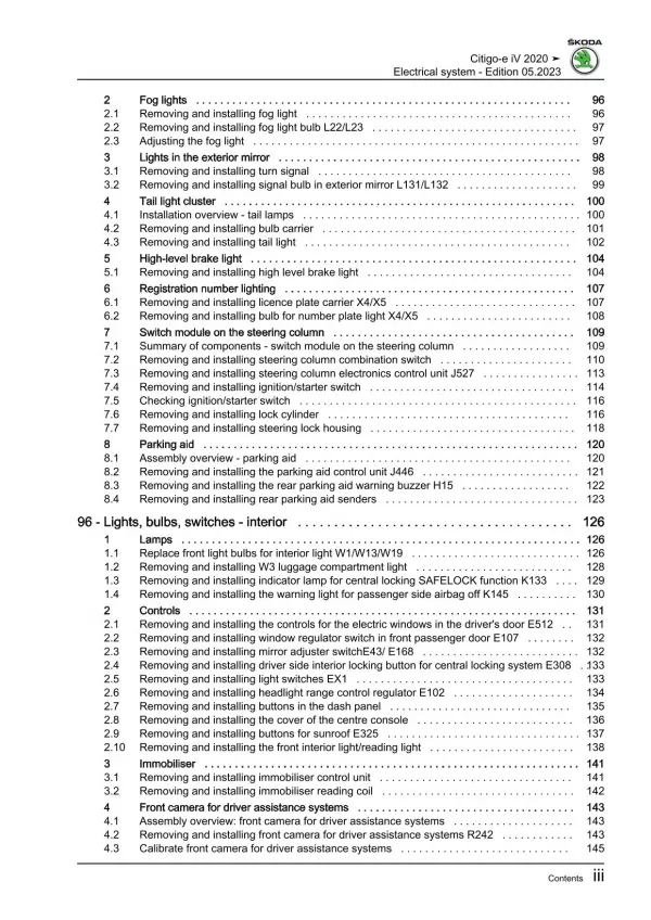 Skoda Citigo-e iV NE 2019-2020 electrical system repair workshop manual eBook